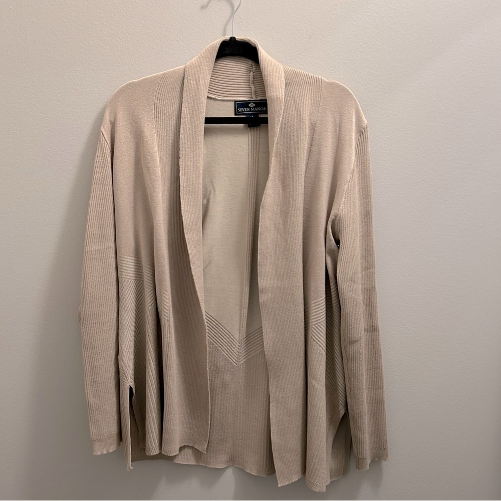 Seven Manor Cream Open Front Cardigan Sweater